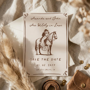 Invitación Locamente enamorado Salvaguarda rústica de vaquero
