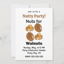 Invitación Locos por las Nueces de Maca Funny Fiesta de Nuece