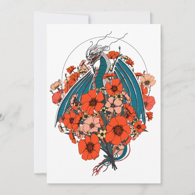 Invitación Logo de Dragon Asiático (Anverso)