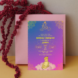 Invitación Logo de la ceremonia de Mundan Ganesha, Golden y P