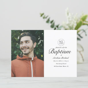Invitación Logo de la Iglesia de la Foto Mínima Bautismo Cris