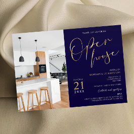 Invitación Logo de Navy Blue & Gold para empresas Foto de la