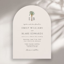 Invitación Logo de Palma Elegante Arco Monograma Boda Tropica