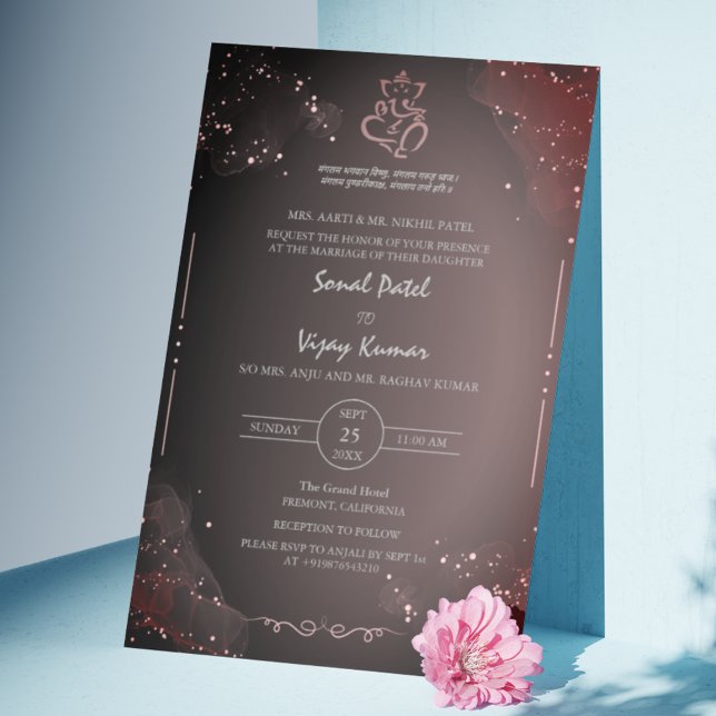 Invitación Logo del Boda hindú moderno Ganesha BW (Subido por el creador)