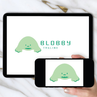 Invitación Logo Download Blob Character Brand | Cute Mascot