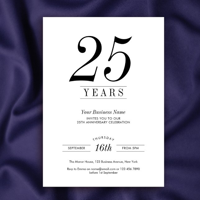 Invitación Logo Minimalista de la celebración del aniversario (Minimalist business anniversary invitation for company birthday, featuring fully editable design)