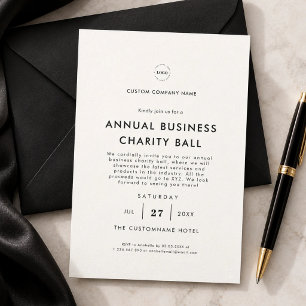 Invitación Logotipo blanco cálido Cena de fiesta de empresa d