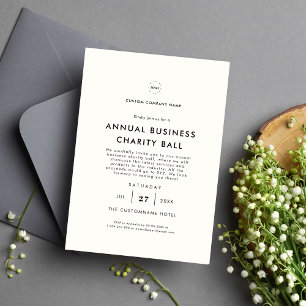 Invitación Logotipo blanco cálido Cena de fiesta de empresa d