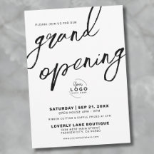 Logotipo Blanco Negro Gran Apertura Negocio