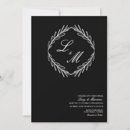 Invitación Logotipo C de Boda de ramas de guiones elegantes m