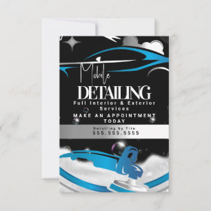 Invitación Logotipo de Detallado de Autos Móvil Azul