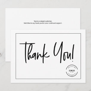 Invitación Logotipo de empresa simple blanco y negro agradeci