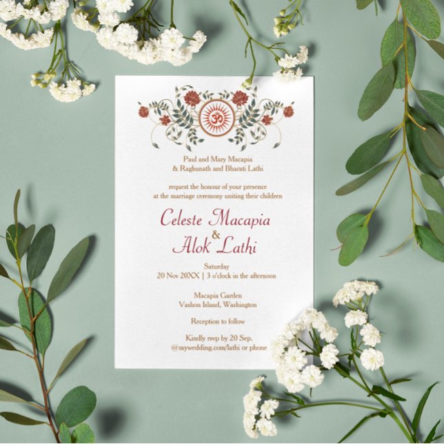 Invitación Logotipo de flores Lotus símbolo OM Boda hindú (Subido por el creador)