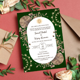 Invitación Logotipo de Ganesha para Bodas Hindúes Indias Hoja