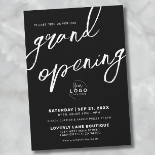 Invitación Logotipo de Gran Apertura Elegante Negocios