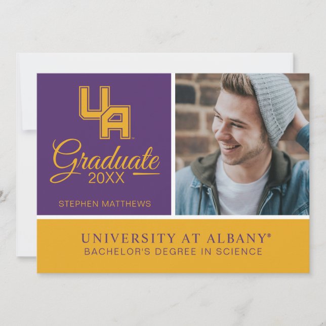 Invitación Logotipo de iniciales de la Universidad de Albany (Anverso)