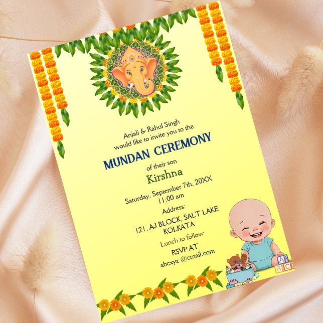 Invitación Logotipo de la ceremonia de Mundan Ganesha Floral  (Subido por el creador)