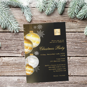 Invitación Logotipo de la empresa de adornos de oro negro Fie