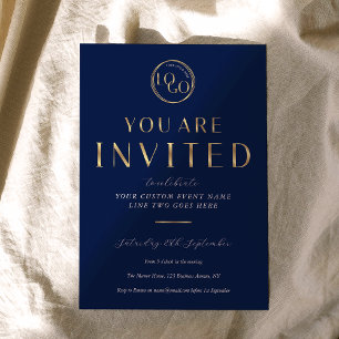 Invitación Logotipo de Navy & Gold Gala de Evento de Negocios