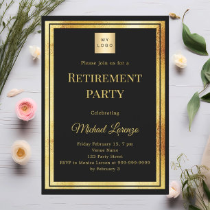 Invitación Logotipo de negocio para fiesta de jubilación de o