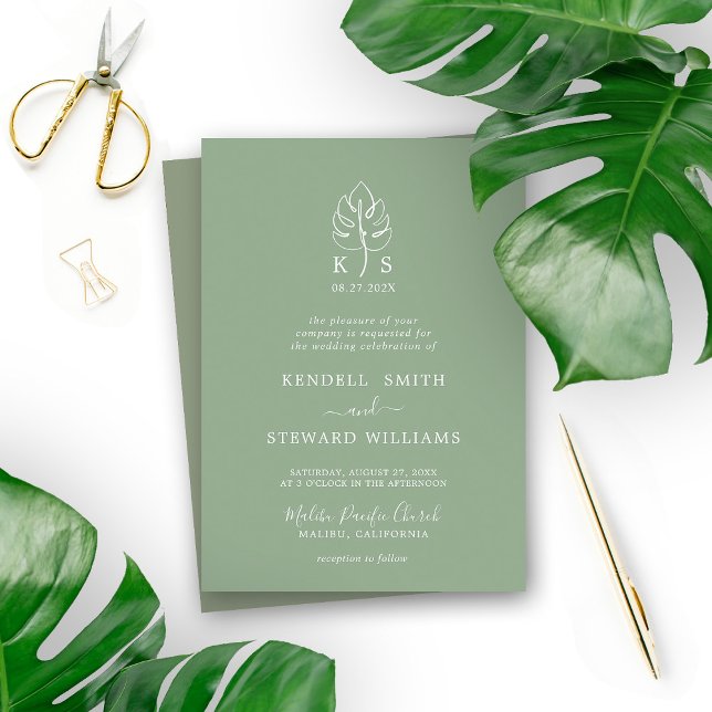 Invitación Logotipo del Boda Monstera Monograma personalizado (Subido por el creador)