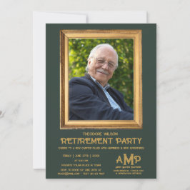 Invitación Logotipo del Monograma Dorado Vintage Photo Frame