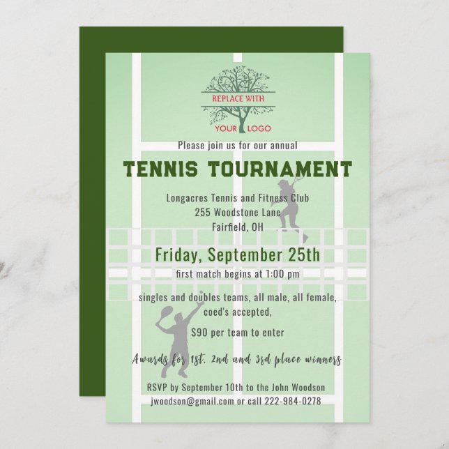 Invitación Logotipo del Torneo del Club de Tenis   (Anverso / Reverso)
