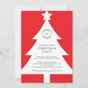 Invitación Logotipo Fiesta corporativo de árbol de Navidad ro