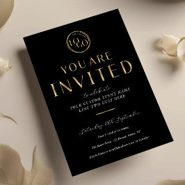 Invitación Logotipo negro y dorado Evento corporativo de nego