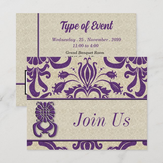 Invitación Logotipo profesional Amethyst Swirls Purple (Anverso / Reverso)