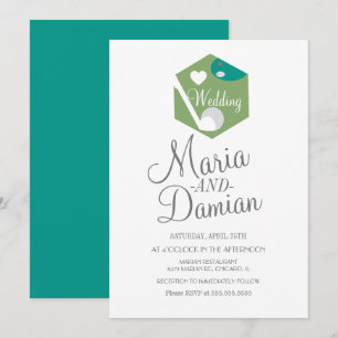 Invitación Logotipo Simple de Boda de Golf