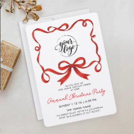 Invitación Logotipo Simple Lazo de Cinta Roja de Navidad Cali