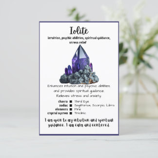 Invitación Lolite Crystal Meaning Card