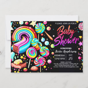 Invitación Lollipop Candy Fantasy Baby Shower