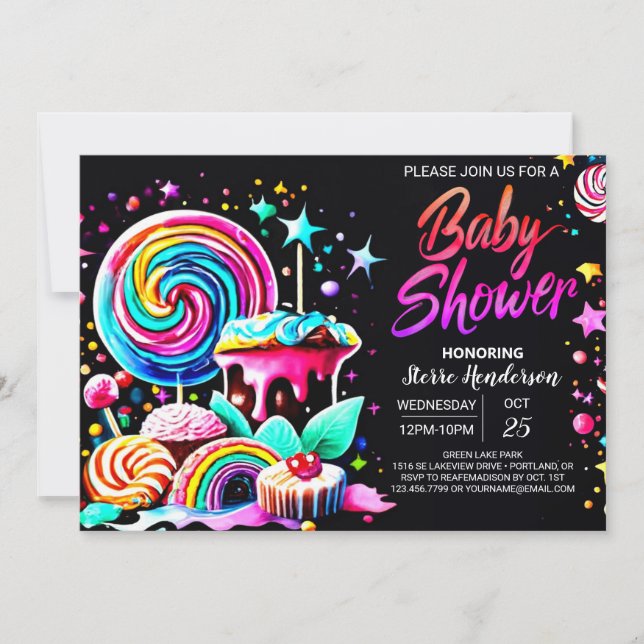Invitación Lollipop Candy Paradise Baby Shower (Anverso)
