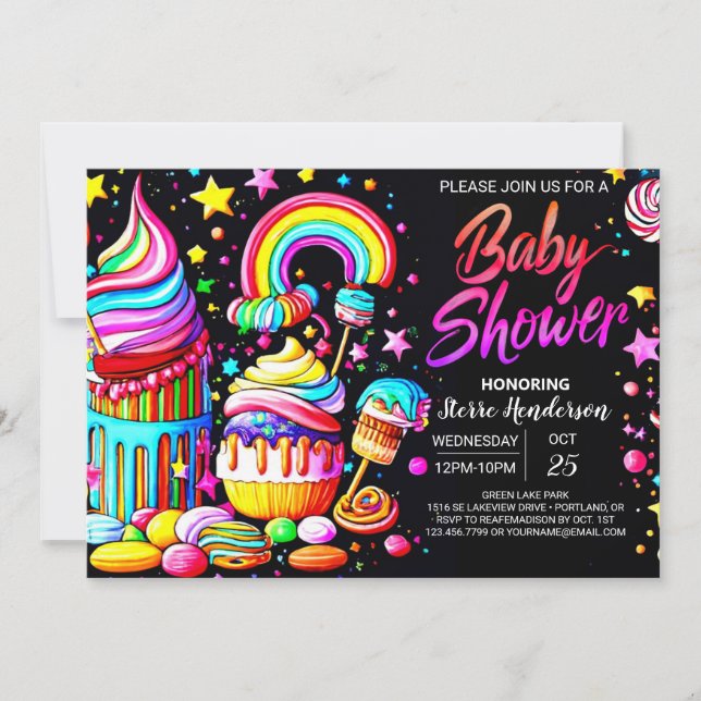 Invitación Lollipop Candyland Baby Shower (Anverso)