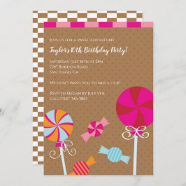 Invitación Lollipop moderno: Fiesta de cumpleaños de Candy Ma
