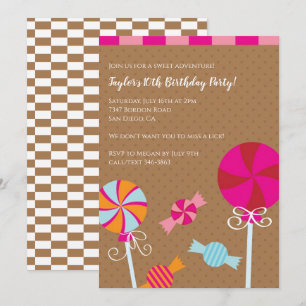 Invitación Lollipop moderno: Fiesta de cumpleaños de Candy Ma