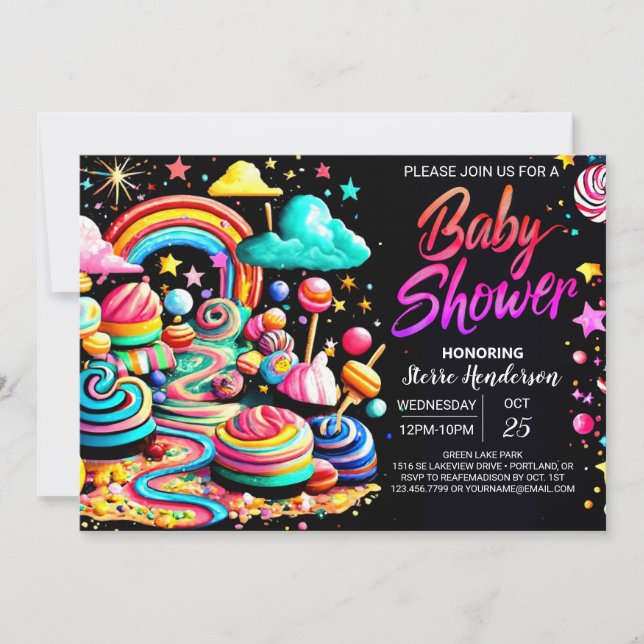 Invitación Lollipop Wonderland Bliss Baby Shower (Anverso)