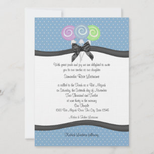 Invitación Lollipops y Fiesta de puntos de polka
