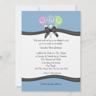 Invitación Lollipops y Fiesta de puntos de polka