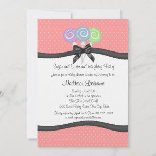 Invitación Lollipops y Polka Dots Baby Shower