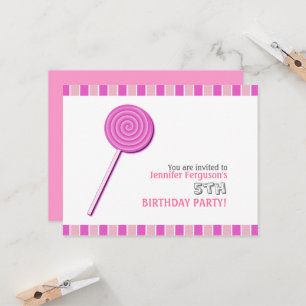 Invitación Lollypop rosa