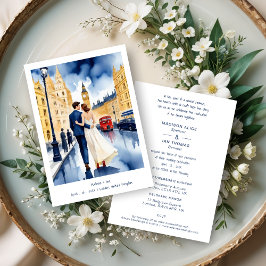 Invitación London Big Ben Colorful Cityscape Wedding Couple