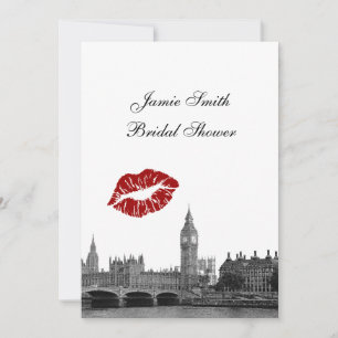 Invitación London Inglaterra Silueta Beso #1 BW Despedida de