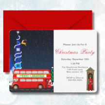 Londres Big Ben Autobús de dos pisos Feliz Navidad