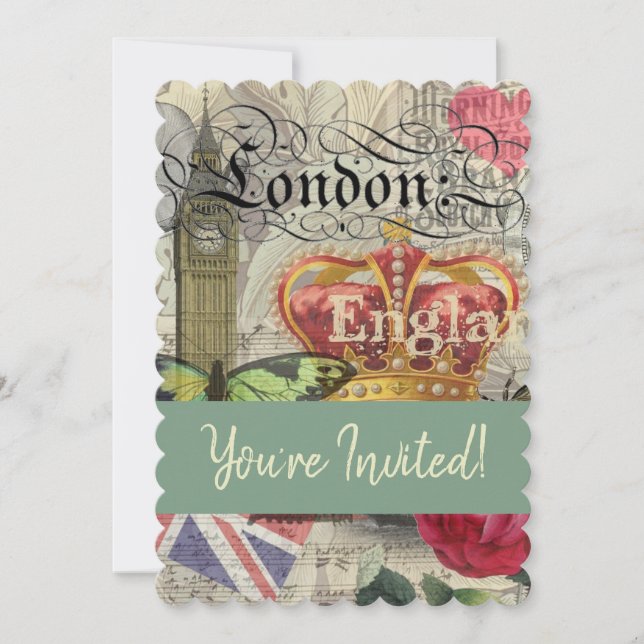 Invitación Londres Inglaterra Viaje Viaje Arte Viejo Europa (Anverso)