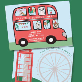 Invitación Londres llama al cumpleaños de los autobuses britá