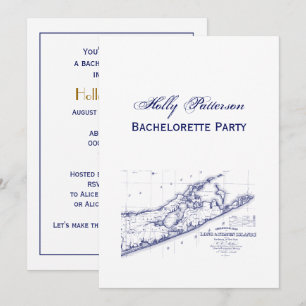 Invitación Long Island The Hamptons Map VC Bachelorette Party