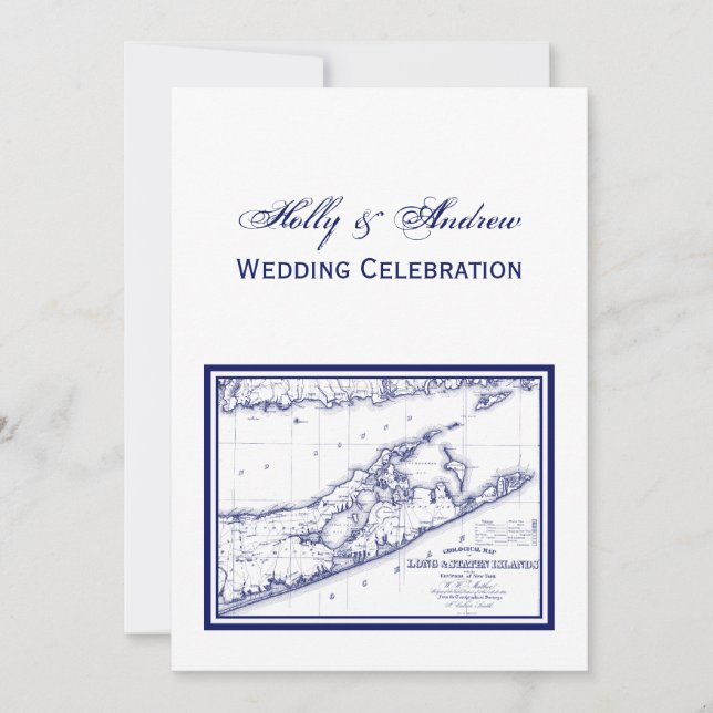 Invitación Long Island The Hamptons Map VC Boda (Anverso)